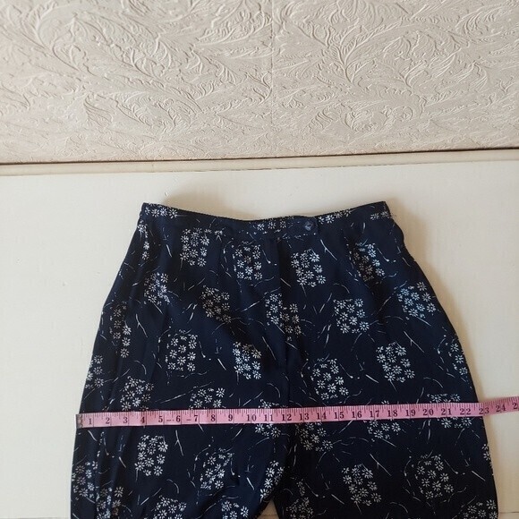 Vintage blue white floral high waist ankle pants - Picture 8 of 8
